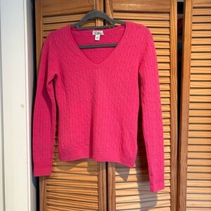 Lilly Pulitzer White Label 100% Cashmere Pink V-Neck Cable Knit Women's Sweater